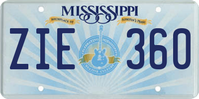 MS license plate ZIE360