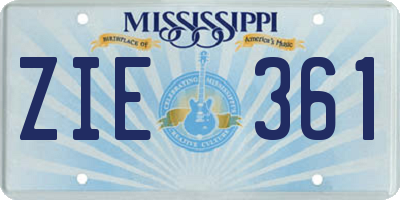 MS license plate ZIE361