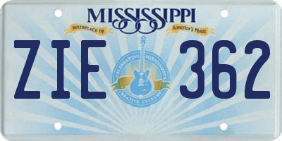 MS license plate ZIE362