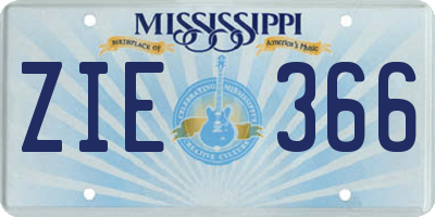MS license plate ZIE366