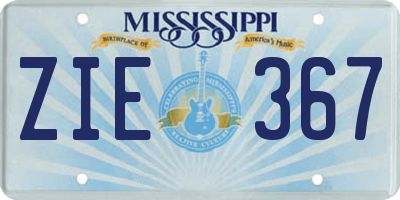 MS license plate ZIE367