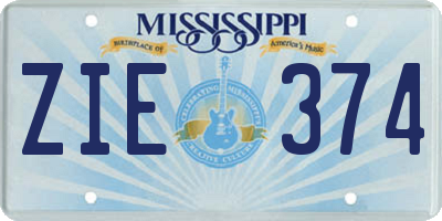 MS license plate ZIE374