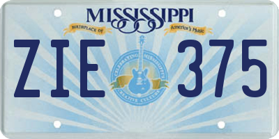MS license plate ZIE375
