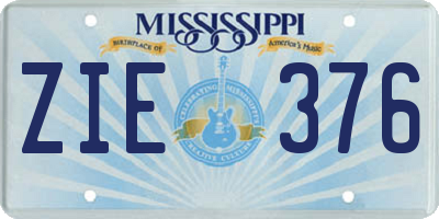 MS license plate ZIE376