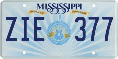 MS license plate ZIE377