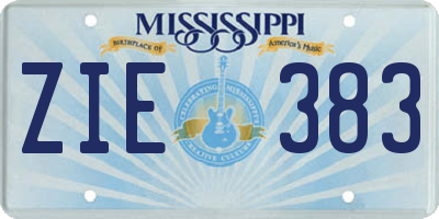 MS license plate ZIE383