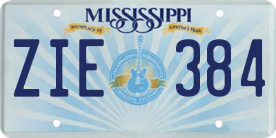 MS license plate ZIE384