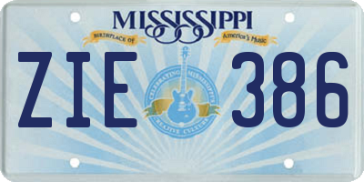 MS license plate ZIE386