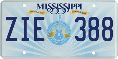 MS license plate ZIE388