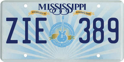 MS license plate ZIE389
