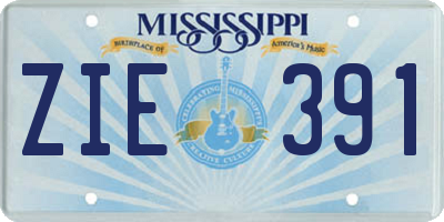 MS license plate ZIE391