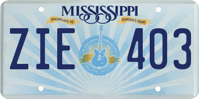 MS license plate ZIE403