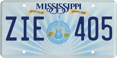 MS license plate ZIE405