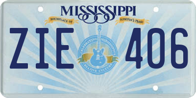 MS license plate ZIE406