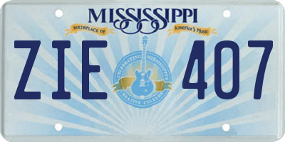 MS license plate ZIE407