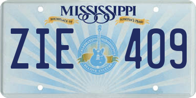 MS license plate ZIE409