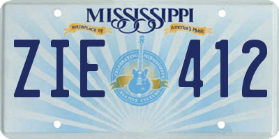 MS license plate ZIE412
