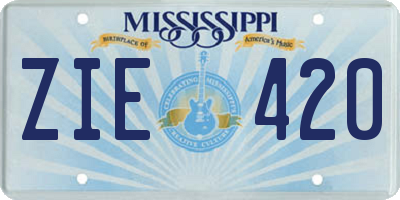 MS license plate ZIE420