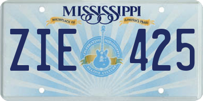 MS license plate ZIE425