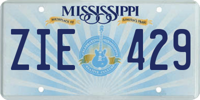 MS license plate ZIE429