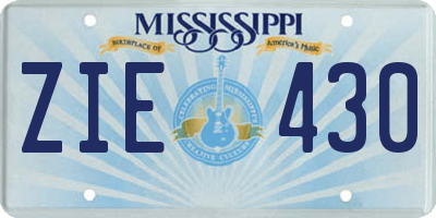 MS license plate ZIE430