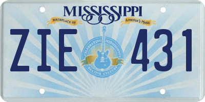 MS license plate ZIE431