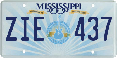 MS license plate ZIE437