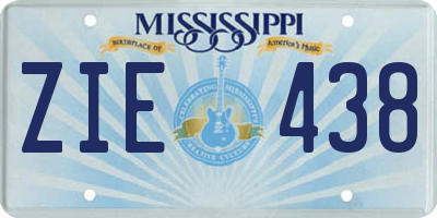 MS license plate ZIE438