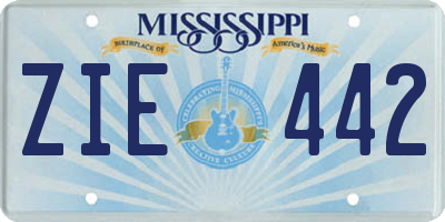 MS license plate ZIE442