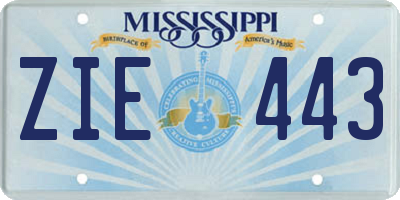 MS license plate ZIE443
