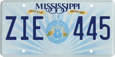 MS license plate ZIE445