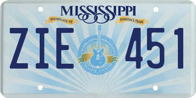 MS license plate ZIE451