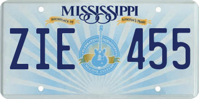MS license plate ZIE455