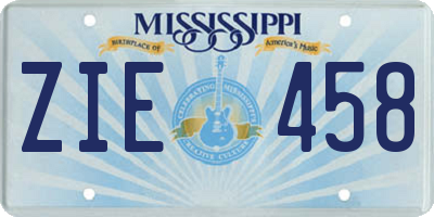 MS license plate ZIE458