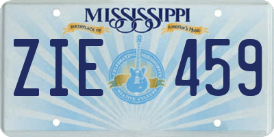 MS license plate ZIE459