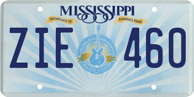 MS license plate ZIE460