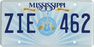 MS license plate ZIE462
