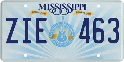 MS license plate ZIE463
