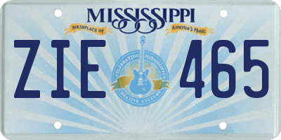 MS license plate ZIE465
