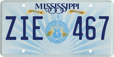 MS license plate ZIE467