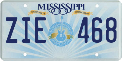 MS license plate ZIE468