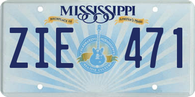 MS license plate ZIE471