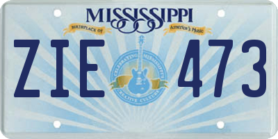 MS license plate ZIE473