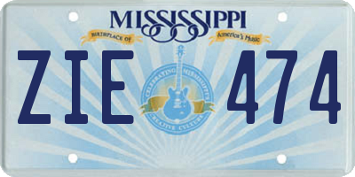 MS license plate ZIE474