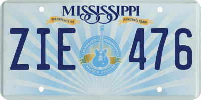 MS license plate ZIE476