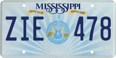 MS license plate ZIE478