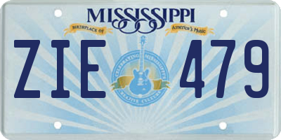 MS license plate ZIE479