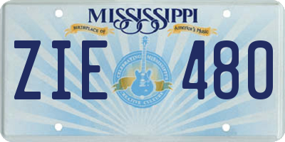 MS license plate ZIE480