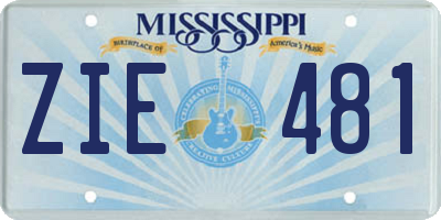 MS license plate ZIE481