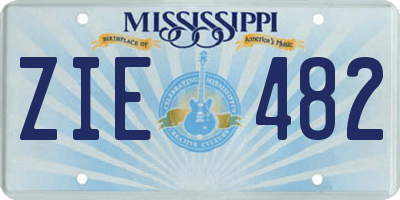 MS license plate ZIE482